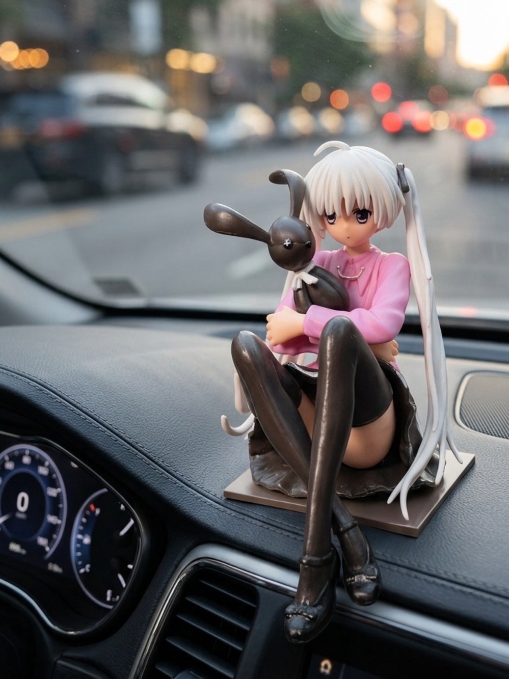 Anime Holding Bunny - Pink Top, Black Stockings, for car or office desk-discount